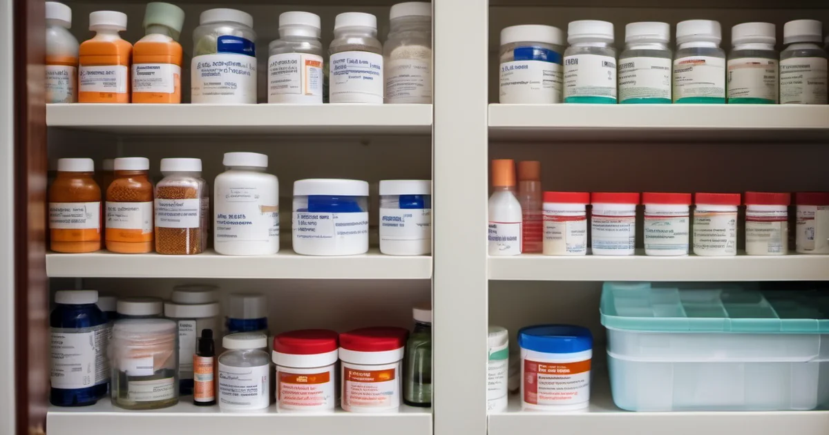 Pastillero semanal, envases etiquetados y documentación médica preparados para una emergencia
