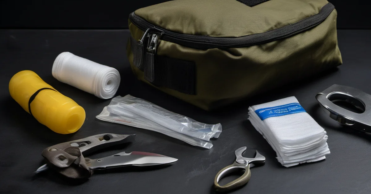 Botiquín de trauma avanzado con torniquete, tijeras y vendas compresivas