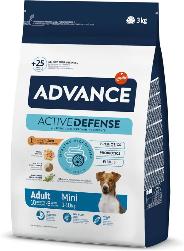 Advance Mini Adult Pienso Perro Razas Pequenas Pollo 3kg — kit de emergencia pandemia en una casa rural