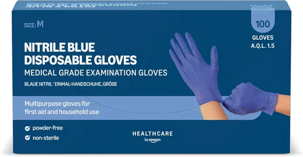 by Amazon Guantes Desechables de Nitrilo Talla M Pack 100 — kit de emergencia pandemia en una casa rural