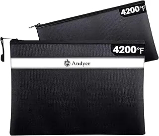 Andyer pack de 2 bolsas de documentos ignífugas con bolsa de dinero