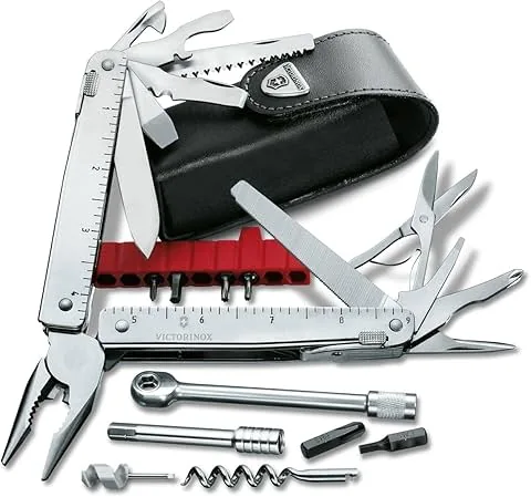 Victorinox Swiss Tool X Plus Ratchet, Multiherramienta de Bolsillo Suiza, Multifunción, 38 Funciones, Alicate multiuso de punta fina, Bloqueable