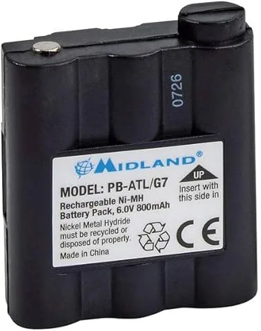 Midland - Batería PB-ATL/G7 para Walkie Talkie y Radioaficionados, Compatible con G7/G7XT/G7PRO, G9/G9PLUS/G9PRO, Pacific, 800mAh (6V)- Pilas Recargables, Autonomía Prolongada, Reemplazo Rápido