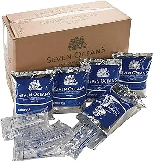 Seven Oceans Wasser Purificada Agua de Emergencia 15 Litros - 30 Paquetes de 500 ml - Resistente y No Rompible - Sin Cloro ni Químicos - Aprobado por Autoridades Marítimas Internacionales