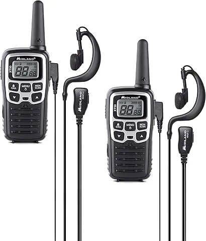 Midland - Walkie Talkie Profesional Largo Alcance XT50, 2 Radioaficionados para Outdoor y Obras, 24 Canales PMR446 Sin Licencia, 38 Tonos CTCSS, Cobertura 8Km, Carga Rápida, Recargable con Cable USB