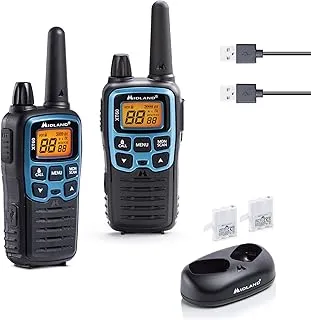 Midland - Walkie Talkie Profesional Largo Alcance XT60, Radioaficionado Dual Band, 93 Canales - 69 Canales LPD/24 PMR446 Sin Licencia, 38 CTCSS/83 DCS, 10Km, Carga Rápida, Autonomía 12H y Accesorios