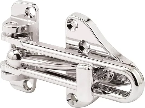 Defender Security U 11318 Protector de puerta de barra oscilante con cerradura auxiliar de alta seguridad, acabado cromado, paquete de 1, 1 pack