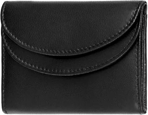 Monedero de Cuero Auténtico para Hombre y Mujer - Pequeño, Negro, con Protección RFID #Mini-Comfort