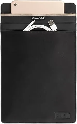 SLNT Bolsa Funda para Tablet Faraday con Silent Pocket - Cuero o nylon impermeable - Dispositivo de bloqueo de señales para iPad, Galaxy Tab, la mayoría de las tabletas para viajes, privacidad