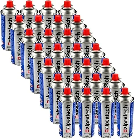 Alpentech – Pack de 28 cartuchos de gas 250 g butano Botella de gas UN2037 para hornillos y desmalezadores térmicos
