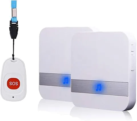 Alarma Móvil Inalámbrica Para Casa Con Botón De Emergencia, Versión Plug-in, Alarma De Pánico, Alarma Inalámbrica Para Personas Mayores (1 a 2 Blanco)