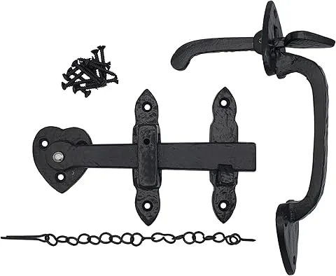 keypak Suffolk - Pestillo (palanca de pulgar) con pasador de bloqueo de doble cara, color negro antiguo, 11,5 x 20 x 4,5 cm