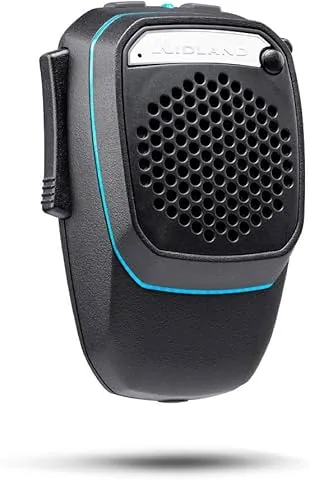 Midland - Micrófono Inalámbrico Bluetooth Dual Mike para CB Talk y Altavoz para Camión/Coche/Camper con Modo Analógico y Digital, Altavoces Super Bass 3W, DSP, Soporte y Aro de Luz, Cable USB de Carga