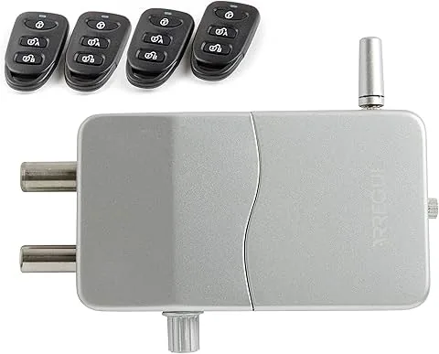 ARREGUI CI10P-AL Cerradura de Seguridad Invisible para Puerta con Alarma Sonora | 4 mandos a distancia | Antirrobo, Anti Okupas | Cerradura Electrónica | Cerrojo Inalámbrico Interior | plata