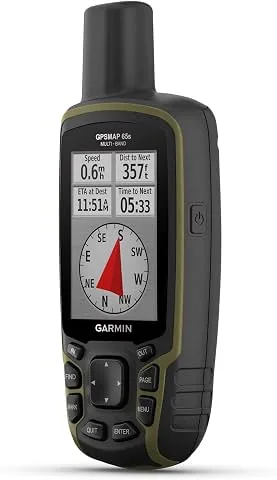 Garmin GPSMAP 65s, Mano operada por Botones con altímetro y brújula, Soporte de satélite ampliado y tecnología multibanda, Pantalla a Color de 2.6 Pulgadas