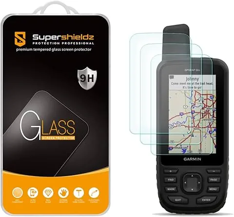 Supershieldz Protector de pantalla de vidrio templado diseñado para Garmin GPSMAP 67 67i 66i 66s 66st 66sr antiarañazos, sin burbujas
