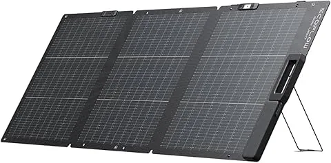 Panel solar portátil y ligero EcoFlow 160 W, diseño bifacial con conversión de 25%, celda solar tipo N, soporte, cable XT60 incorporado, guía de ángulo solar integrada, resistencia al agua IP68