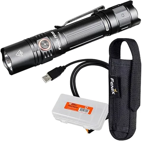Fenix Linterna táctica recargable PD35 v3.0, 1700 lúmenes EDC con organizador (negro)