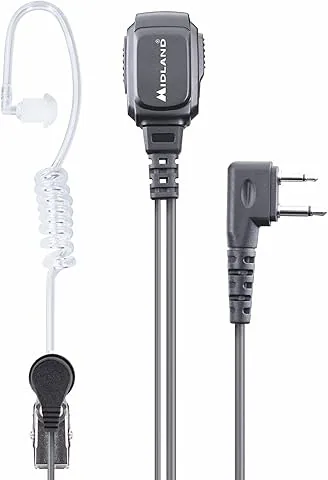 Midland- Micrófono con Auricular MA31-L PRO para Seguridad Airsoft y Outdoor, Cable de Silicona Transparente, Doble Clip, Compatible con Radio Alan 42, Walkie Talkie Midland G7 G9 Serie XT M-MINI M-20