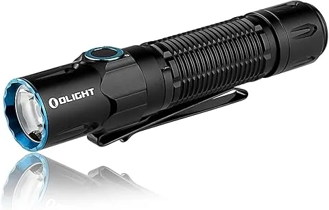 OLIGHT Warrior3S Linterna LED de mano 2300 Lúmenes Táctica Recargable USB 5 Modos Potencia con Aensor Impermeable Defensivo Para Senderismo Acampar Pesca Emergencias EDC (Negro)