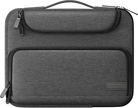 MoKo Bolsa de Tableta de 9-11" con Asa y Multibolsillos Compatible con Galaxy Tab S9 11" 2023,iPad Pro 11 M2 2022-2018,iPad 10 10,9" 2022,iPad Air 5 10,9" 2022,iPad 9/8/7 10,2",Tab S8 11",Negro+Gris