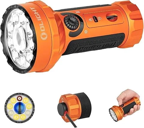 OLIGHT Marauder mini Linterna Táctica LED Linterna de Alta Potentcia Recargable 7000 Lúmenes 600 Metros 35.5 Horas Max. Linterna Práctica de Trabajo Exterior al Aire Libre(Naranja)