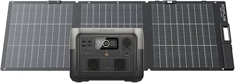 Estación de energía portátil ECOFLOW RIVER 2 MAX con panel solar portátil de 160 W, salida de 1000 W con X-boost, generador solar para exteriores, RV