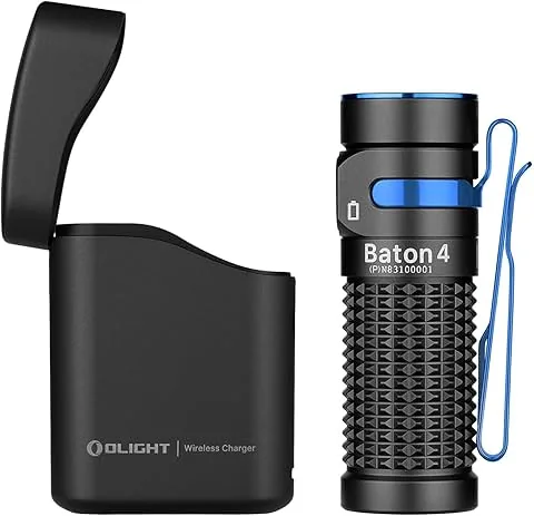 OLIGHT Baton4 kit Linterna LED Recargable Alta Potencia de 1300 Lúmenes 170 Metros Impermeable con Type-C Compatible con Baton 4/3 S1R II y Perun 2 Mini(Negro)