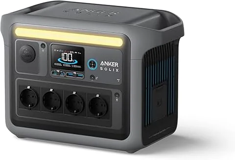 Anker SOLIX C1000 Portable Power Station, generador solar de 1800 W, carga ultrarrápida en 58 minutos, LiFePO4 para acampar al aire libre y suministro doméstico auxiliar (panel solar opcional)