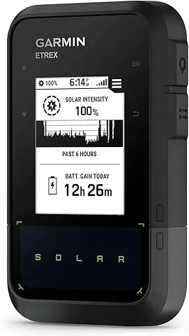 Garmin eTrex Solar, GPS de Mano con Carga Solar, Pantalla 2,2'', Diseño Robusto, Brujula Digital, GPS Multibanda y duración ilimitada de la batería