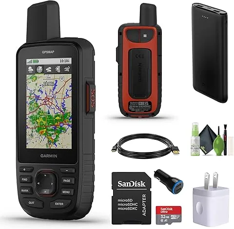 Garmin GPSMAP 67i Rugged Hiking GPS Premium Tecnología de satélite inReach de mano, mensajería bidireccional, SOS interactivo, paquete de mapeo con accesorios