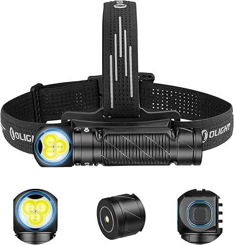 OLIGHT Perun 3 Linterna Frontal LED Recargable de Ángulo Recto Combinando Blanco y Rojo Práctica y Funcional 3000 Lumens 160 Metros 20 Días Máx Para la Pesca al Aire Libre (Negro)