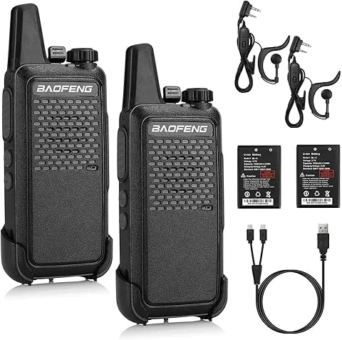 Baofeng GT-22 Walkie Talkie Profesional, PMR446 Sin Licencia Walkie Talkie Recargables Carga Micro USB, 16 Canales, Auriculars, Batería de 1500 mAh, versátil y fácil de Uso con