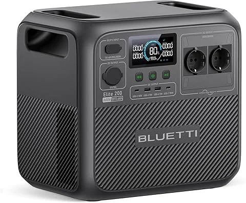 BLUETTI Elite 200 V2 Estación de energía portátil 2073,6 Wh LiFePO4, 4 AC 2600 W (3900 W Power Lifting), carga rápida 0–80 % en 50 min, generador solar para camping, off-grid y emergencias