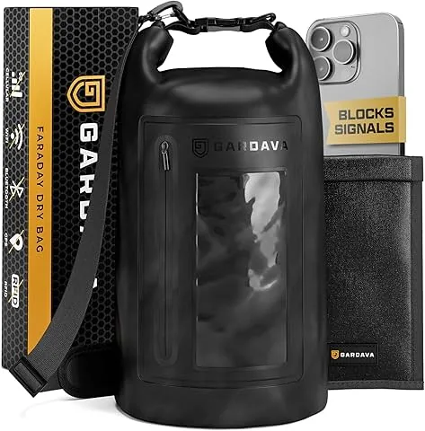 Faraday bolsa impermeable: jaula EMP impermeable para portátiles y teléfonos, grandes bolsas Go Dark, negro