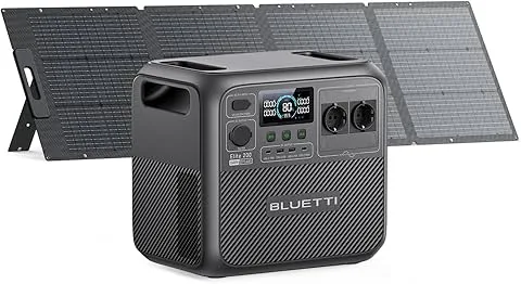 BLUETTI Elite 200 V2 Generador Solar con 200W Panel Solar (Enviar por Separado), 2073,6Wh Estación con 2 Tomas de CA 2600W,17 Años de Vida LiFePO4 para Acampadas, Fuera de Red, Cortes