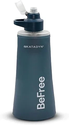 Katadyn BeFree AC 1,0L Azul Pizarra – Filtro de agua ultraligero para actividades al aire libre, camping y aventura, con filtro de carbón activado y Membrana EZ-Clean™ – agua potable limpia, siempre