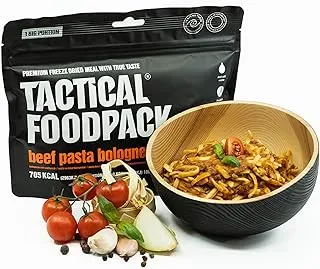 Tactical Foodpack Boloñesa con carne de res en gran porción - Comidas liofilizadas I Listo para el consumo I MRE I Survival I Comida al aire libre I Trekking Comida I Expedición I Oficina