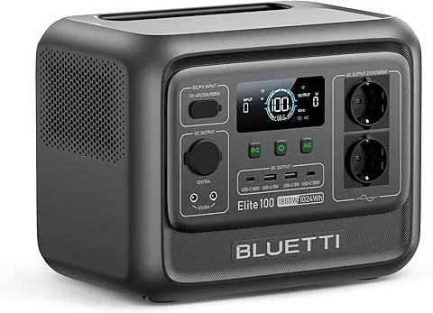 BLUETTI Elite 100 V2 Generador Solar, 1024Wh LFP Batería Respaldo, 2 Tomas CA 1800W (3600W Pico), 35% Más Pequeño, Energía para Acampar, Cortes, UPS Backup (Panel Solar Opcional)