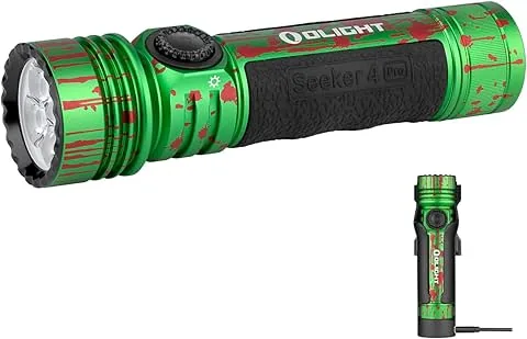 OLIGHT Seeker 4 Pro LED 4600LM 260M Recargable Funda de USB-C o Carga Magnética con Sensor Alta Potencia IPX8 Potente Linterna Largo Alcance de Comping y Senderismo (Blanco Frío, Zombie Verde)