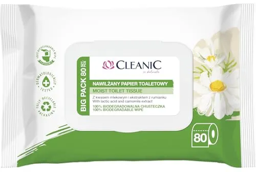 Cleanic Papel Higienico Humedo 80 piezas con Extracto Camomila