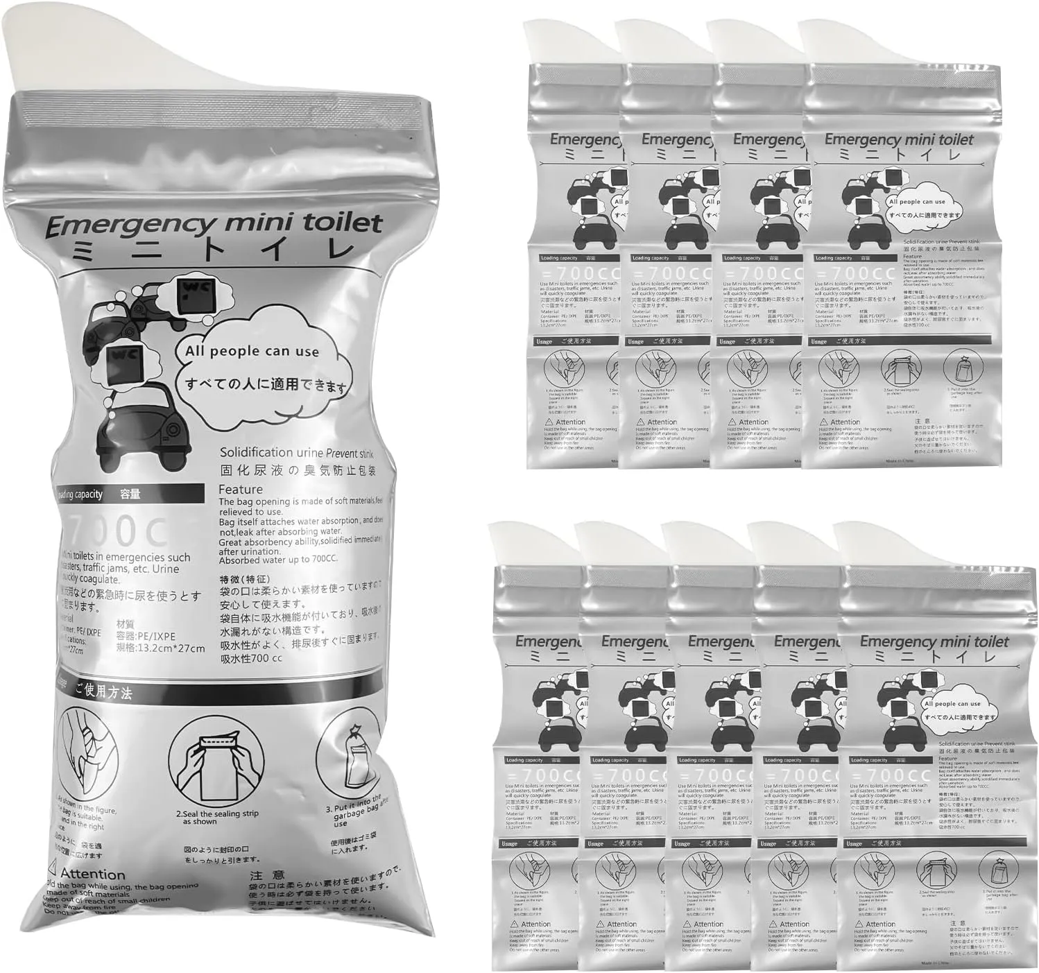 Fousenuk 10 Bolsas de Orina Desechables 700ml Super Absorbente