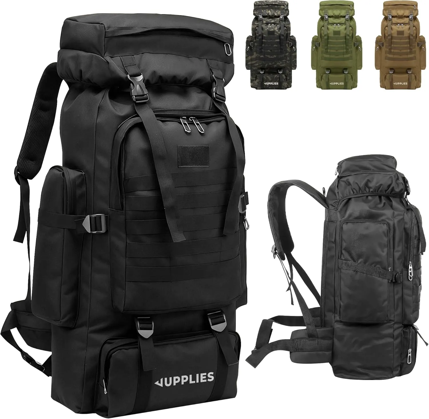 JUPPLIES Mochila Tactica 45L Oxford 600D IPX5 con Sistema MOLLE