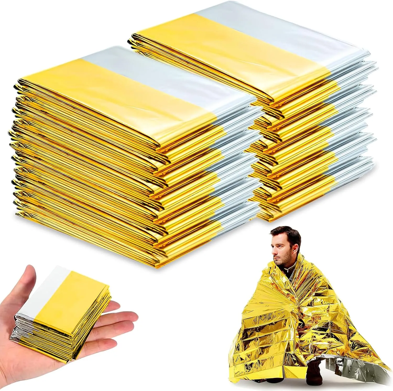 Pack 10 Mantas Aluminio Emergencia Dorado Plateado 210x160cm