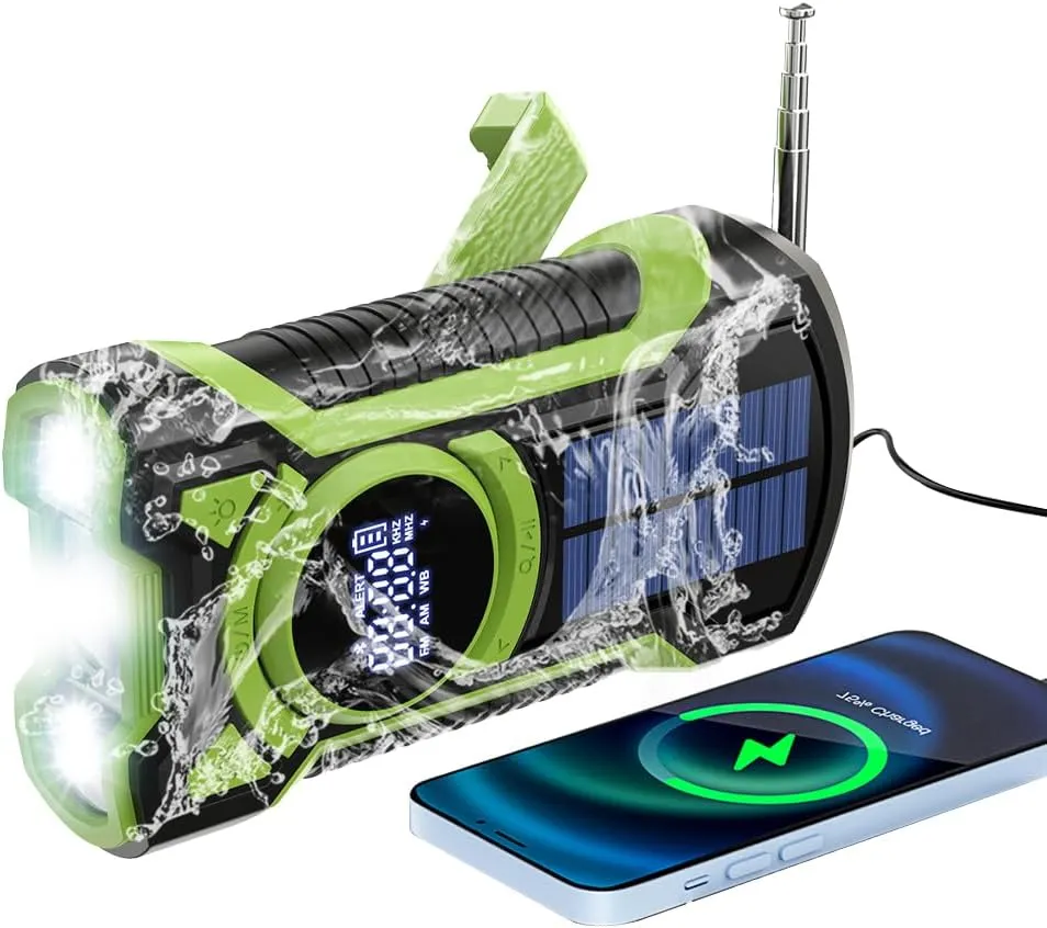 Radio Solar Emergencia FM/AM con Manivela IPX5 Bluetooth 5000mAh