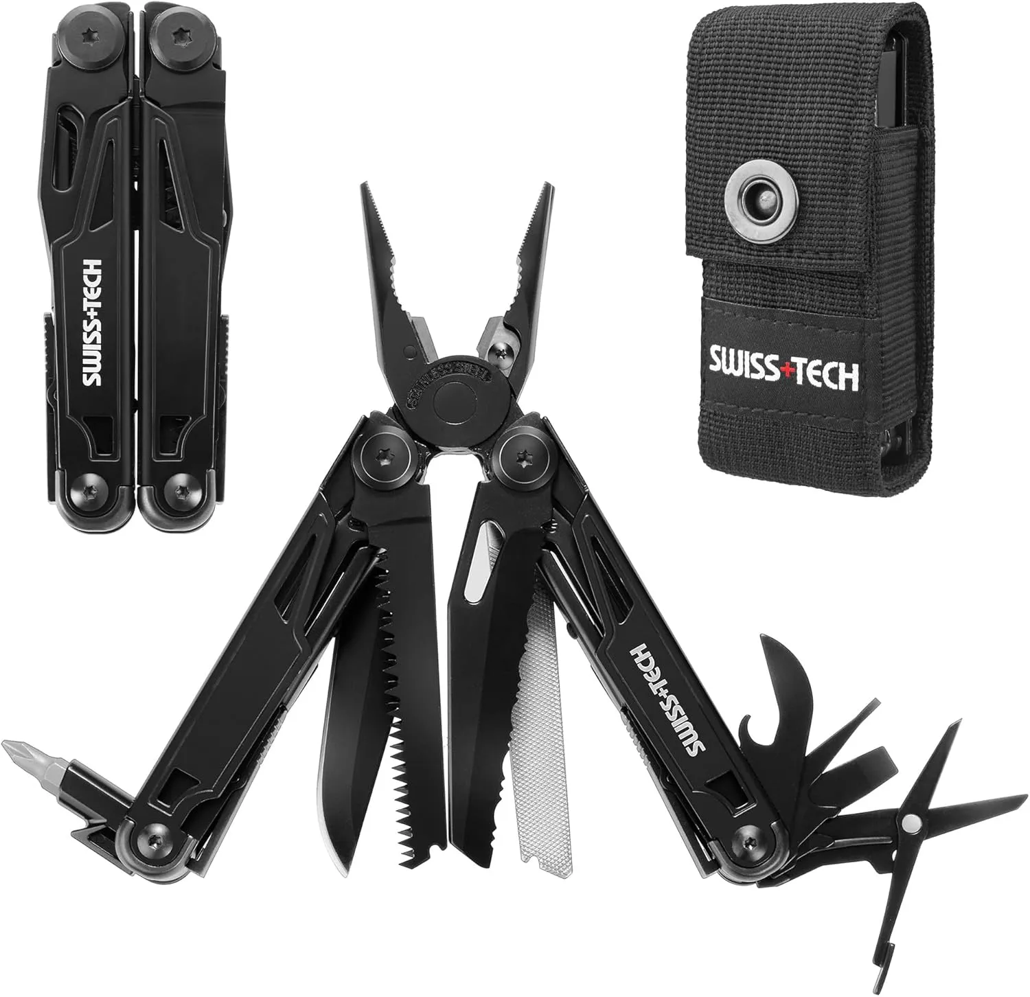 Swiss+Tech Alicates Multiusos 16 en 1 con Funda